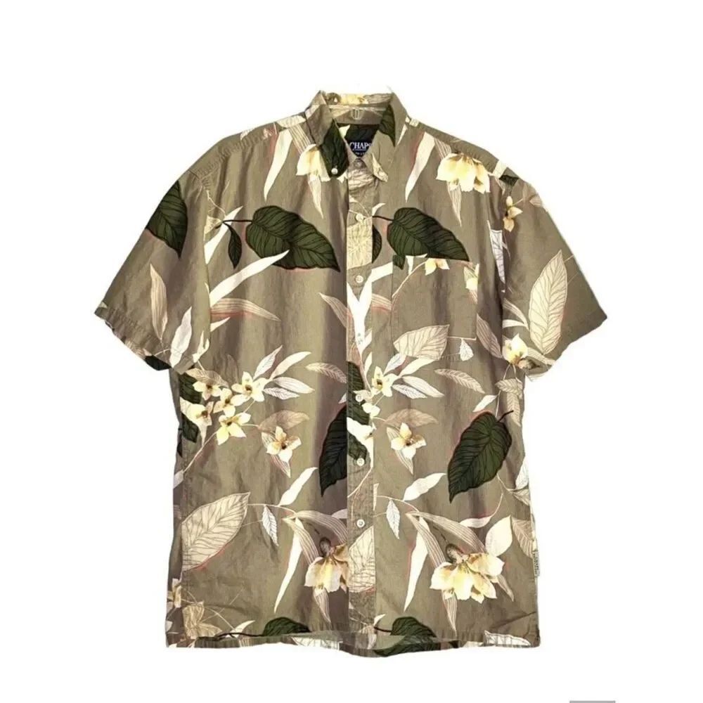 Chaps by Ralph Lauren Tropical Button Down in Tan/Gold/Green Men’s M